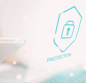 The picture shows an image of a padlock. The word Protection is written underneath. The background is in white and beige tones.