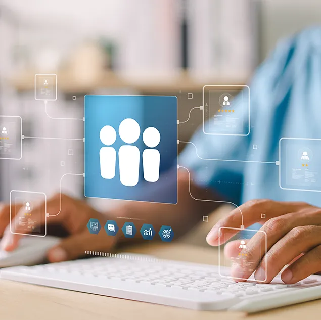 Vernetztes Kundensystem mit Nutzerprofilen – Visualisierung nutzungsbasierter Abrechnungsmodelle im SaaS-Kontext.