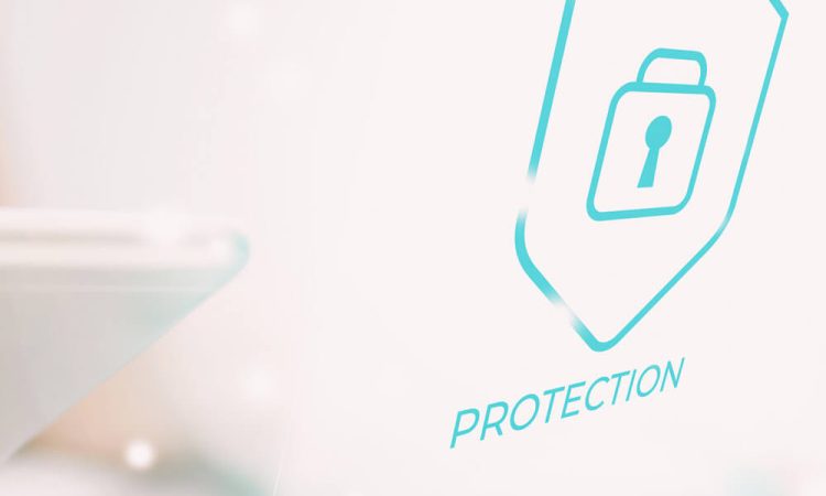 The picture shows an image of a padlock. The word Protection is written underneath. The background is in white and beige tones.